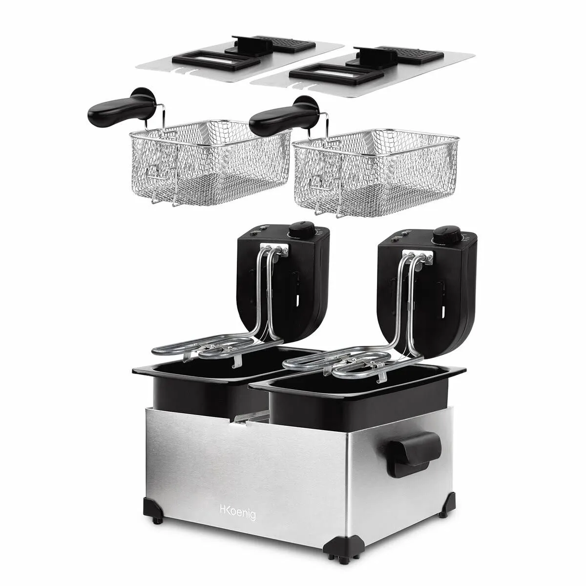 H.Koenig DFX600 friggitrice doppia 2x3L inox 3600W