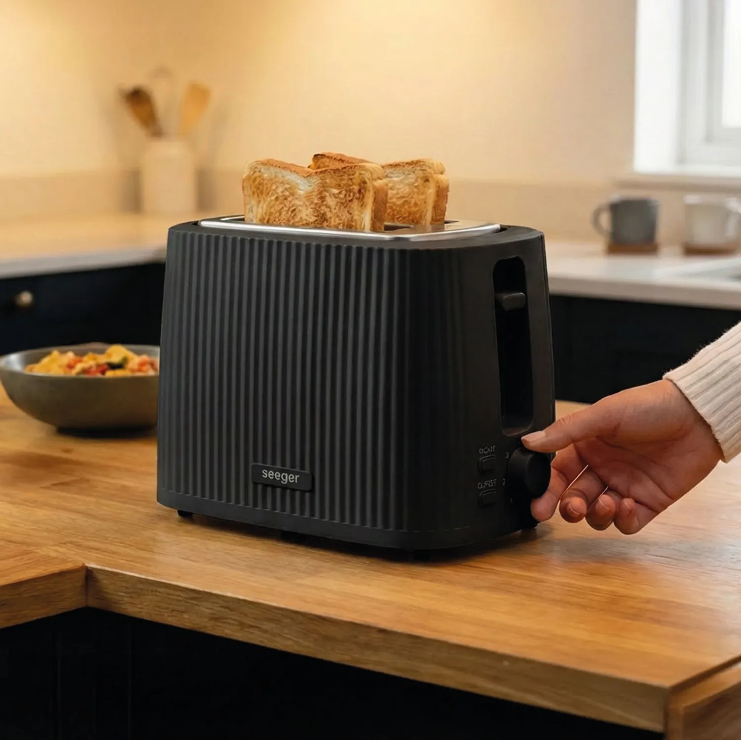 Seeger Toaster Tostapane Nero Design Scanalato