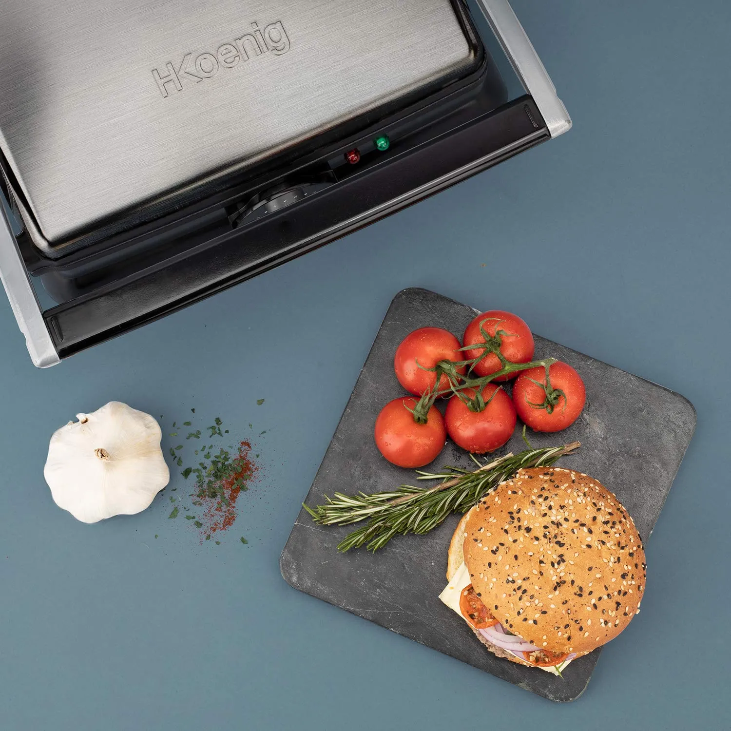 H.Koenig GR20 Bistecchiera Grill 2000W Acciaio Inox