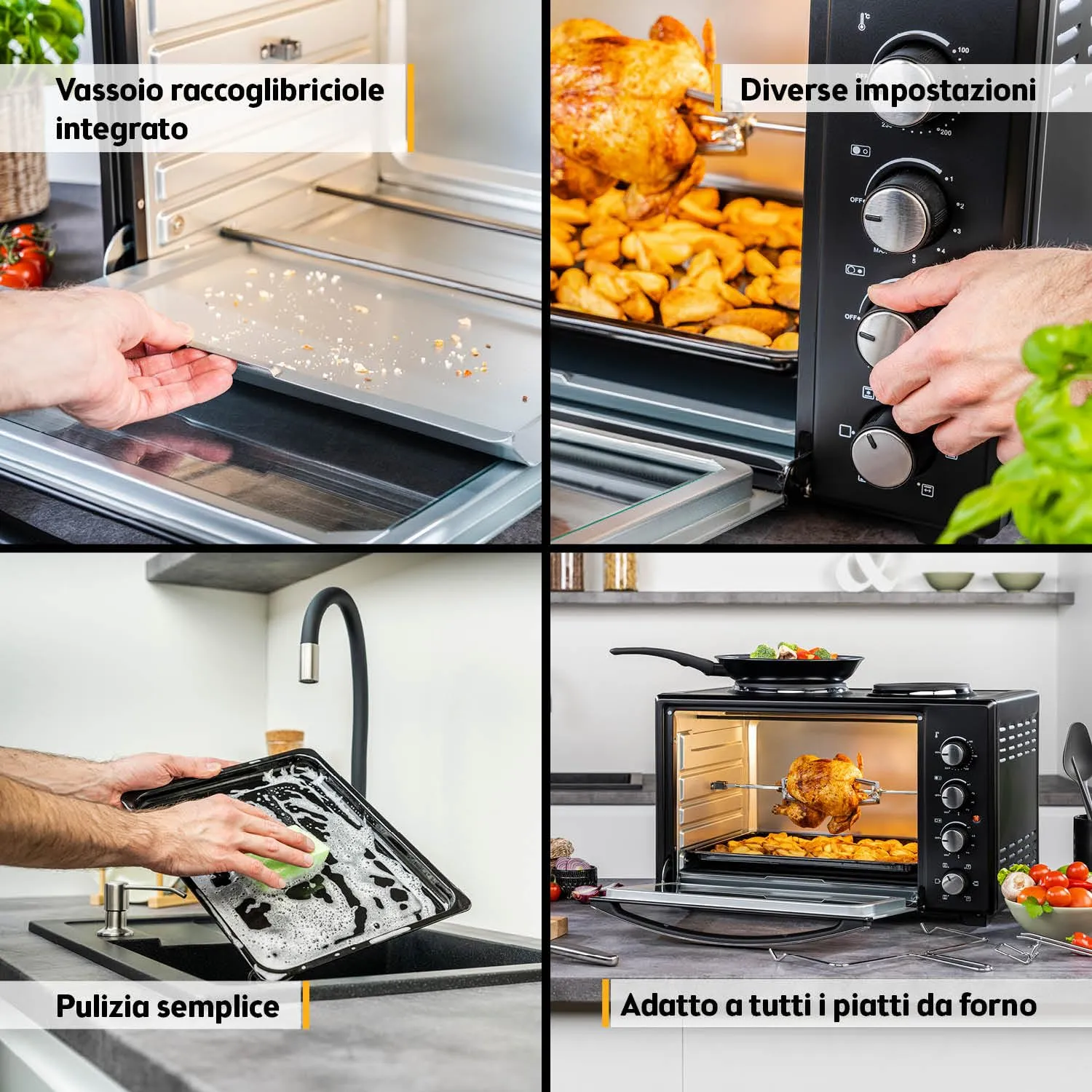 First Austria 30L mini forno con fornelli spiedo 3200W