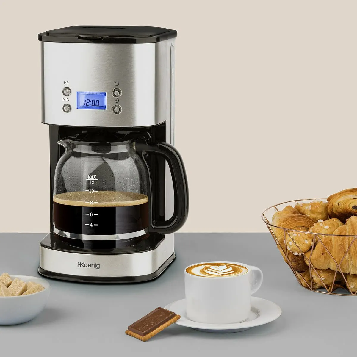 H.Koenig MG30 Caffettiera Americana Argento 1,5L Programmabile