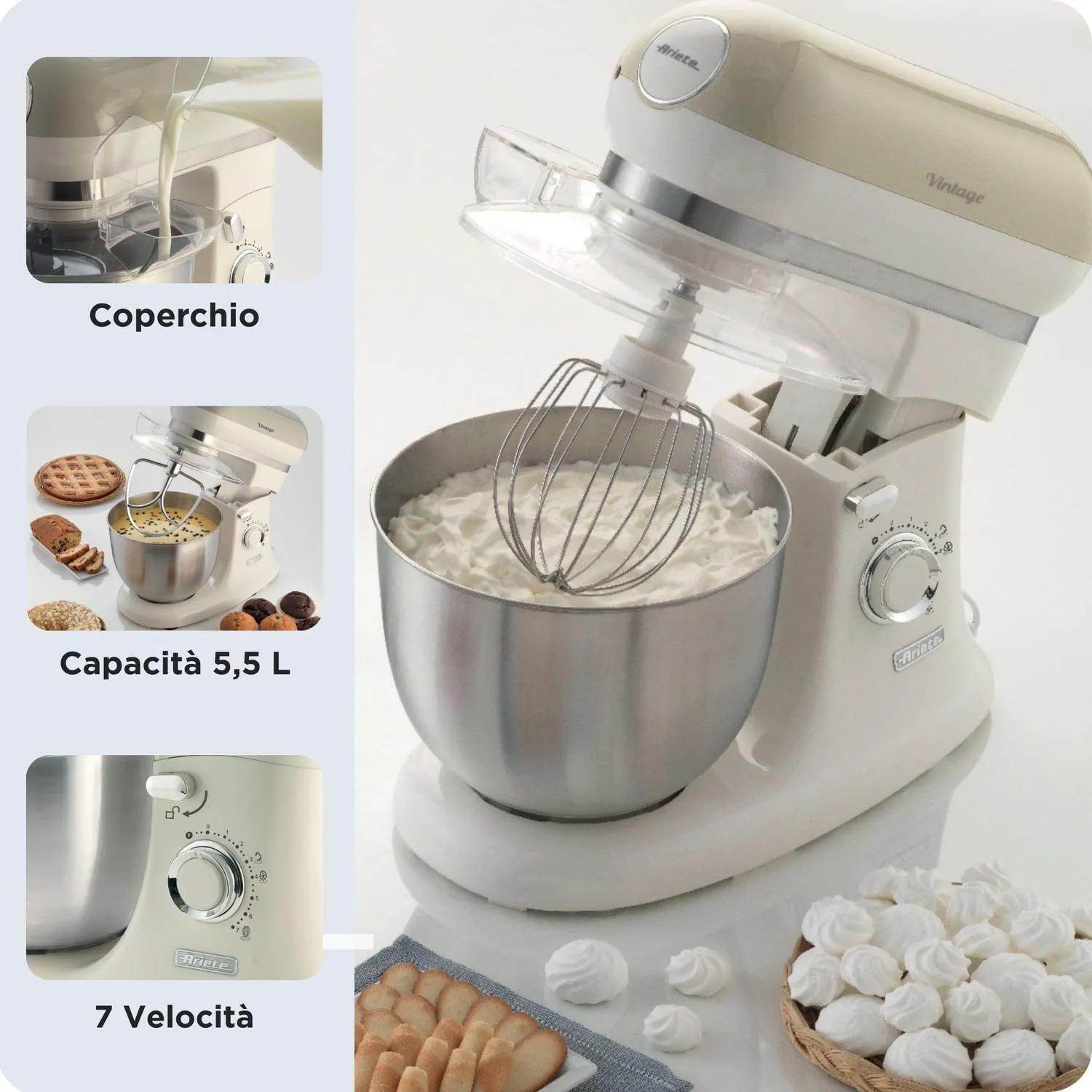 Ariete Vintage 1588 planetaria beige 5,5 litri 1200W