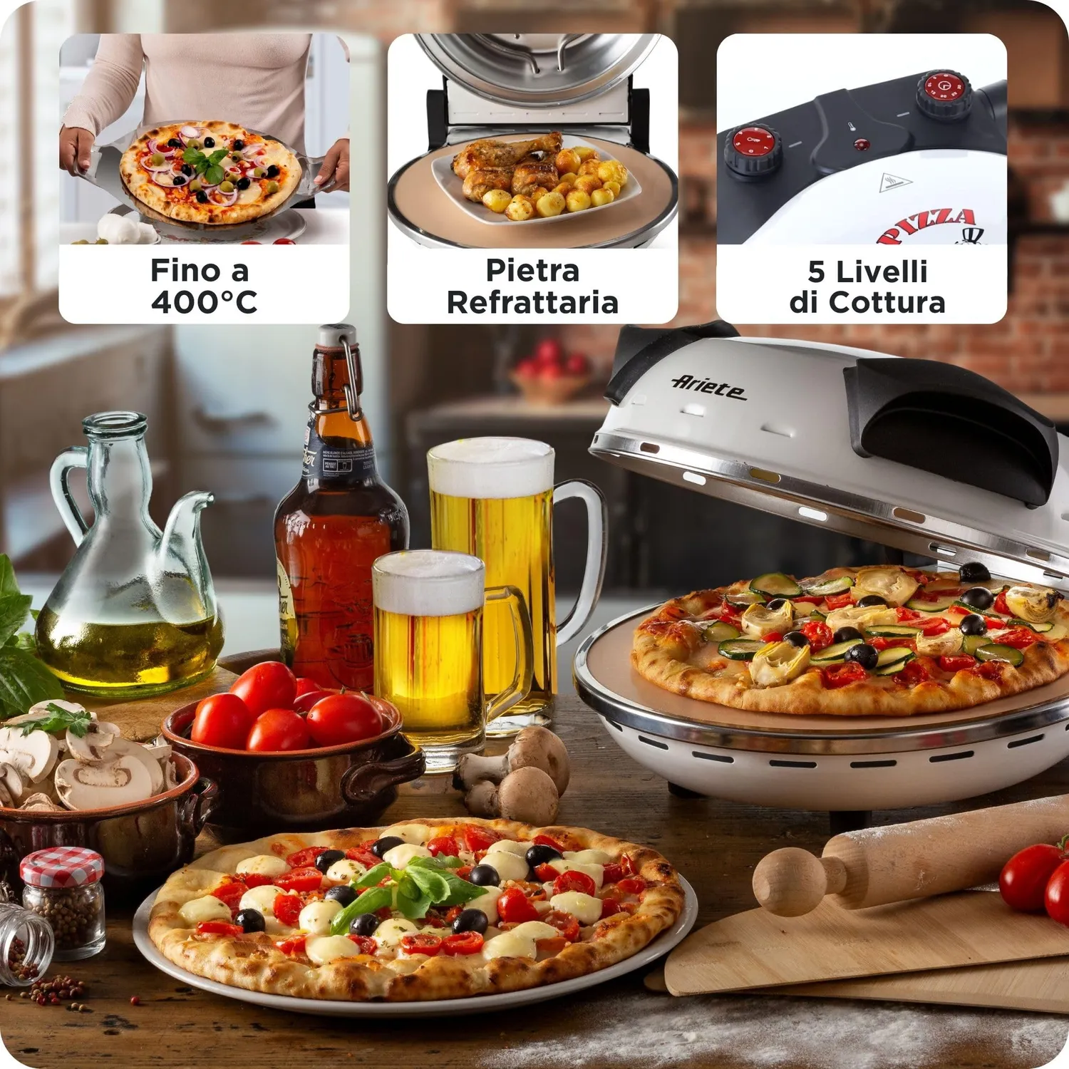 Ariete 918 forno pizza bianco pietra 400° 1200 W