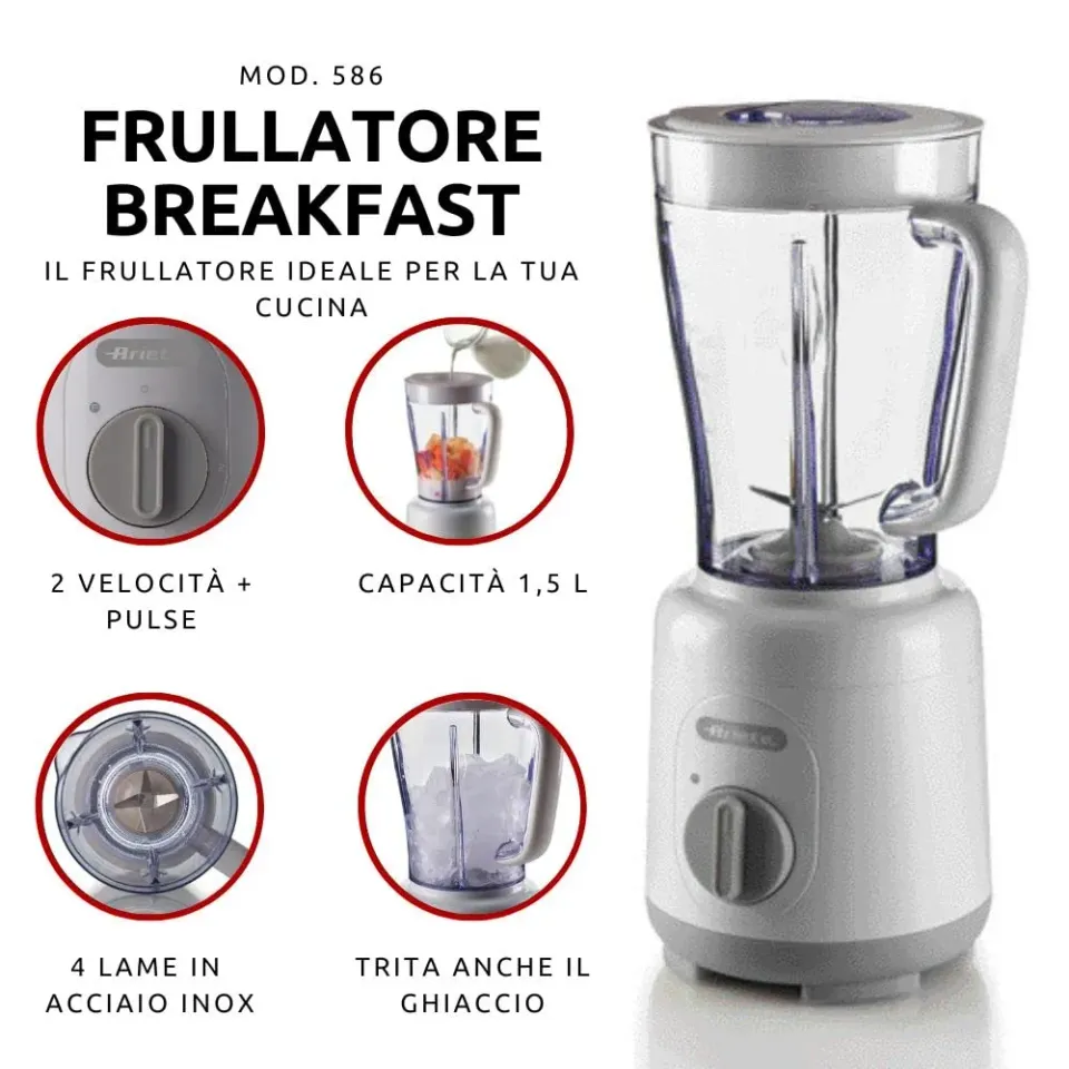 Ariete 586 Breakfast Frullatore 1,5L bianco tritaghiaccio