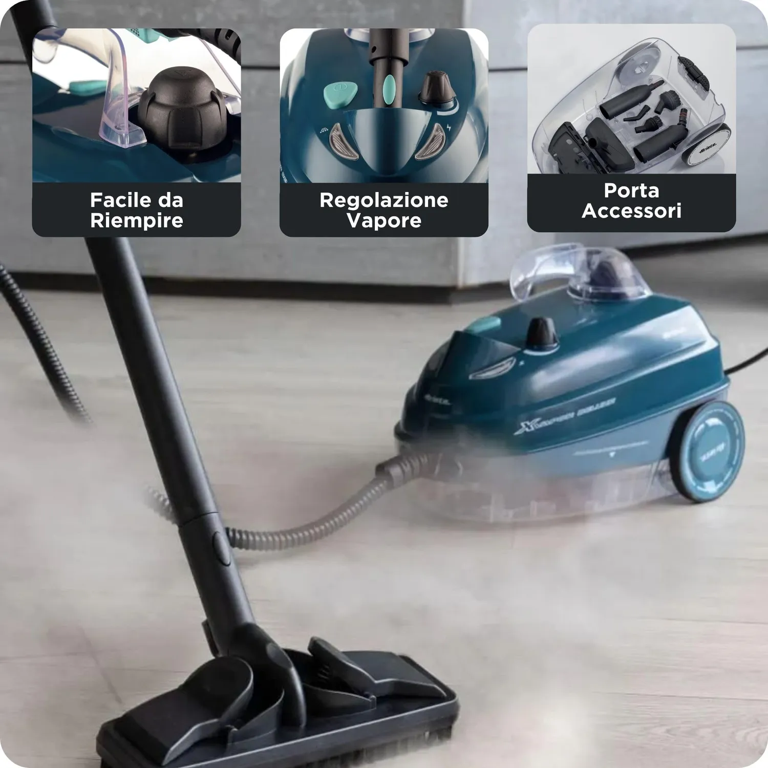Ariete XVapor Deluxe 4146 pulitore a vapore 5 bar blu