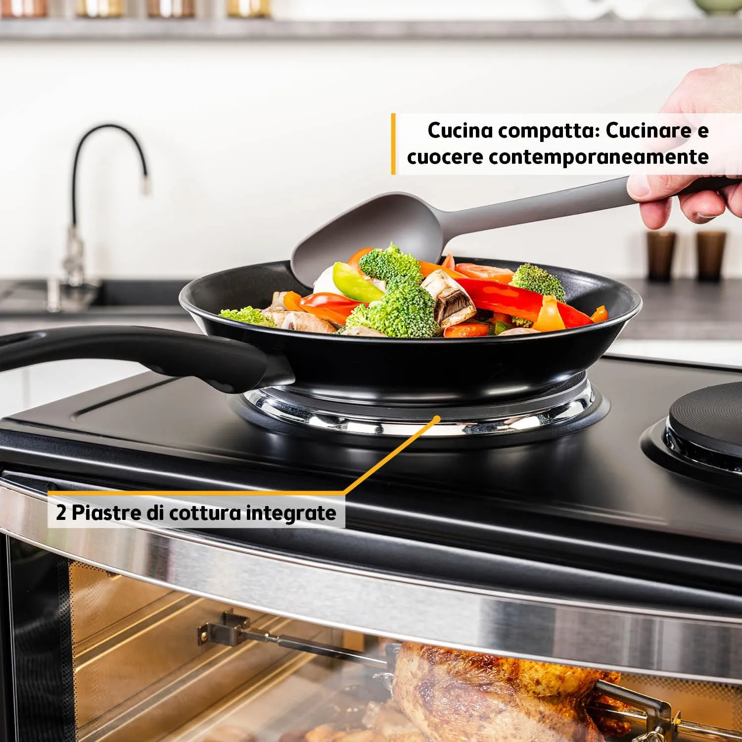 First Austria 30L mini forno con fornelli spiedo 3200W