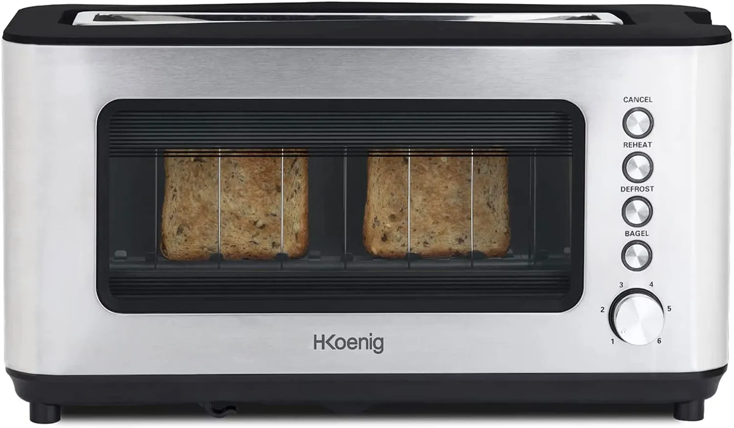 Koenig VIEW7 Tostapane 2 Fette Vetro Trasparente 1200W