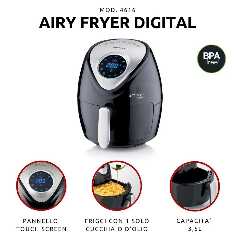 Ariete Airy Fryer Digital 4616 friggitrice aria nero 3,5L