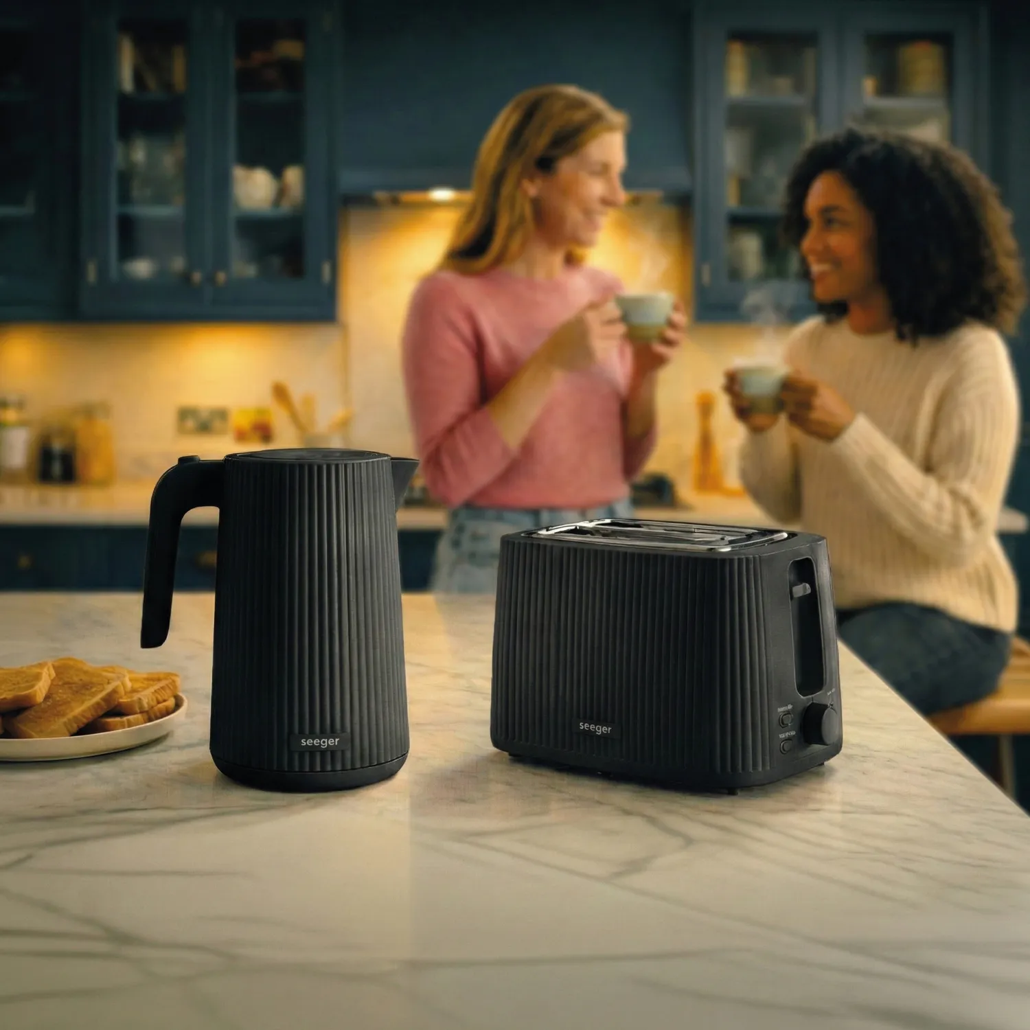 Seeger Toaster Tostapane Nero Design Scanalato