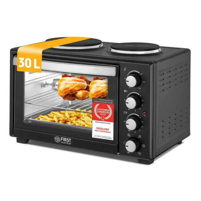 First Austria 30L mini forno con fornelli spiedo 3200W