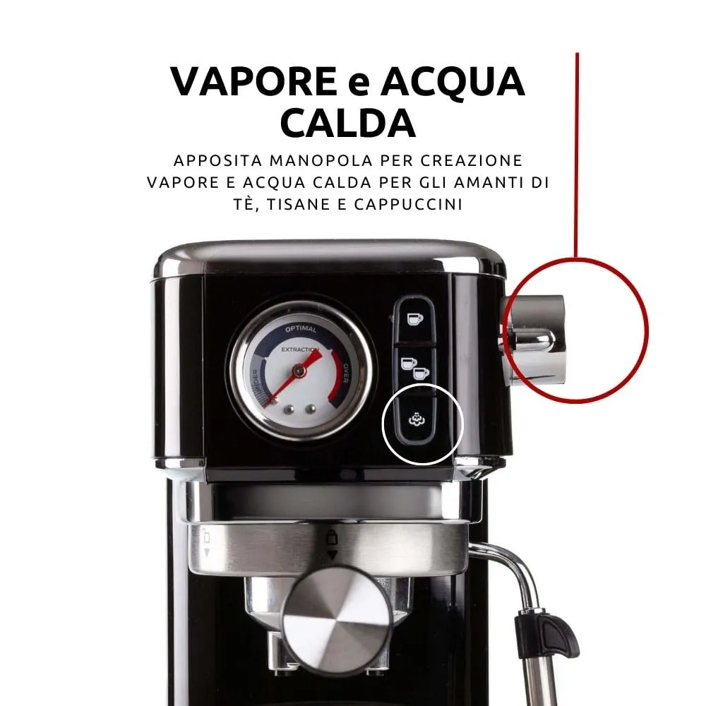 Ariete 1381 Espresso Slim Metal Macchina Caffè Nero 15 Bar