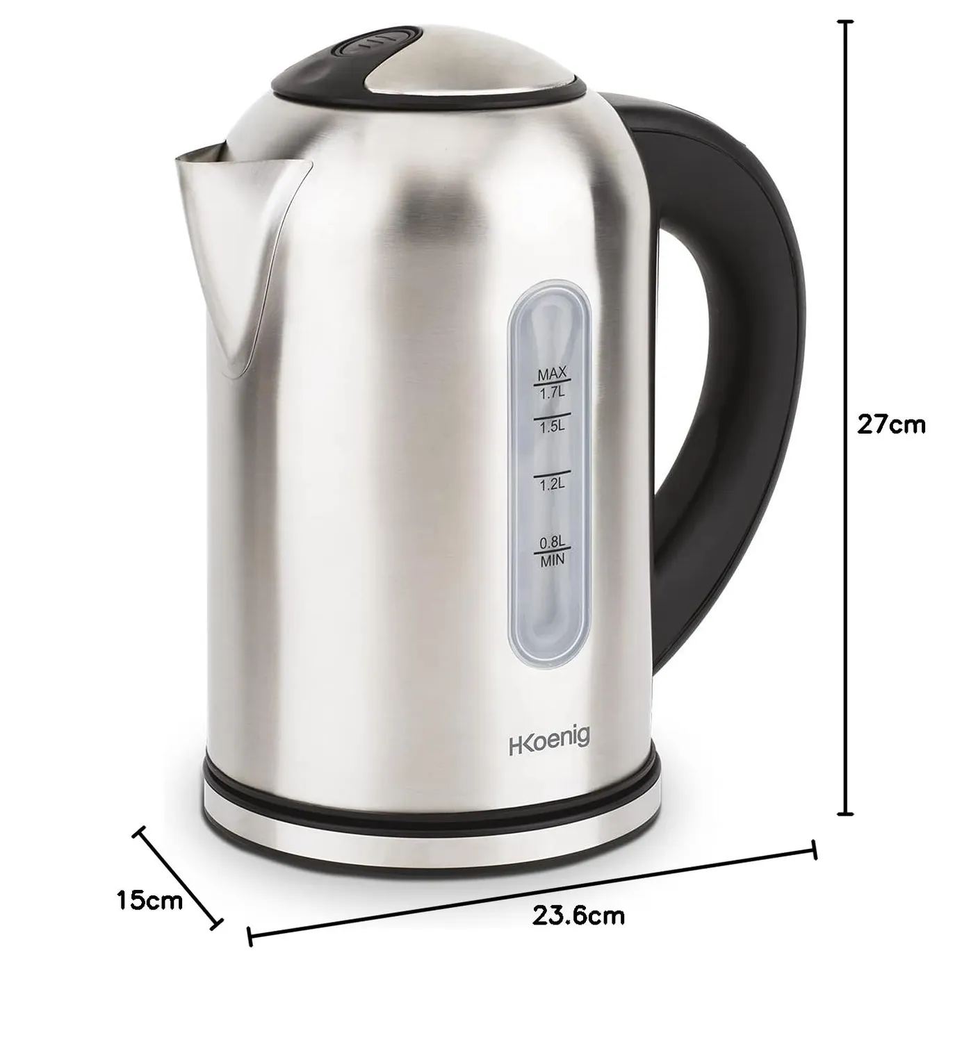 H.Koenig Bollitore 1,7L 40-100°C 2200W Argento