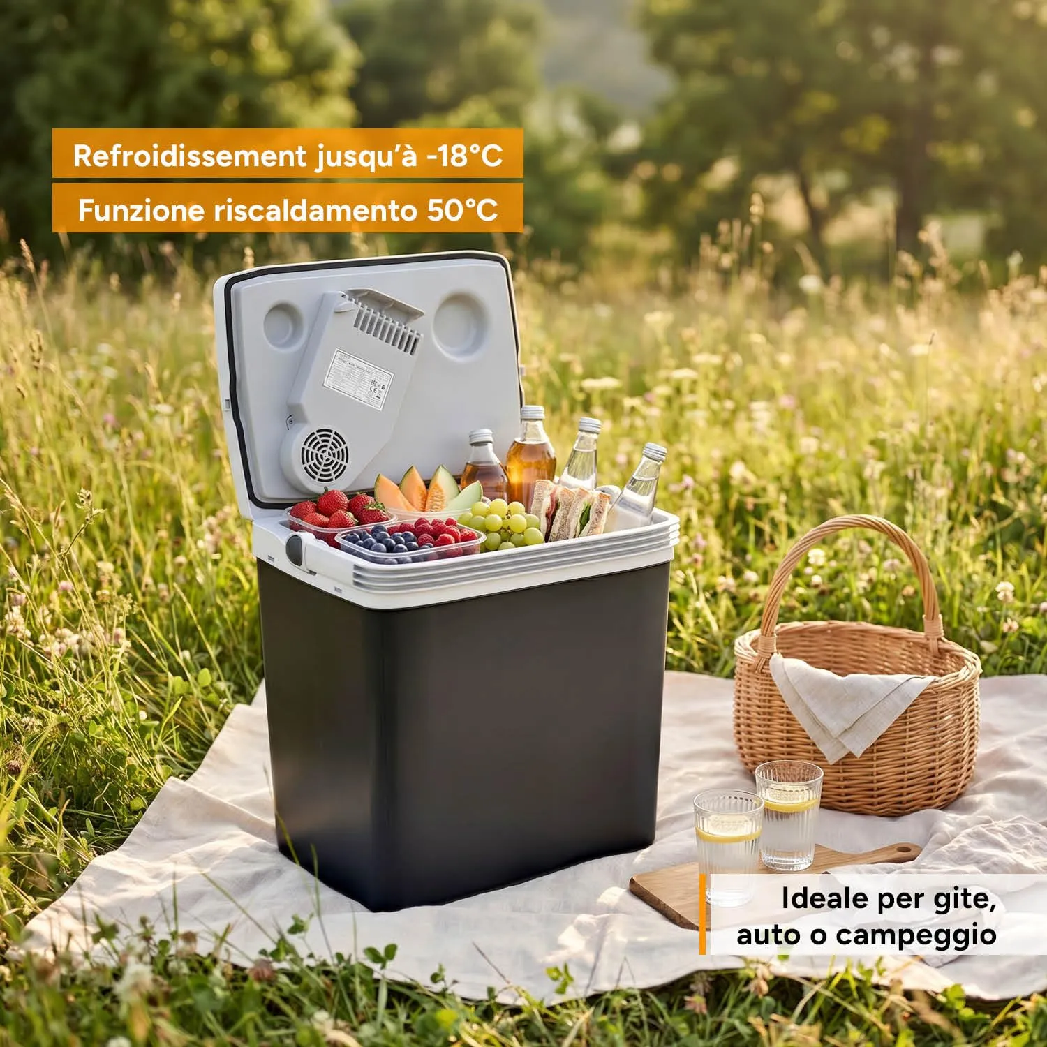 First Austria Frigo Portatile 25L Nero USB-C freddo e caldo