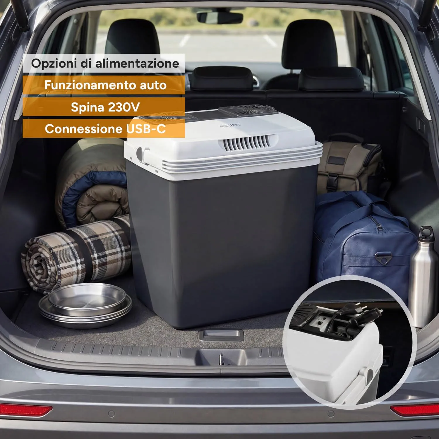 First Austria Frigo Portatile 25L Nero USB-C freddo e caldo