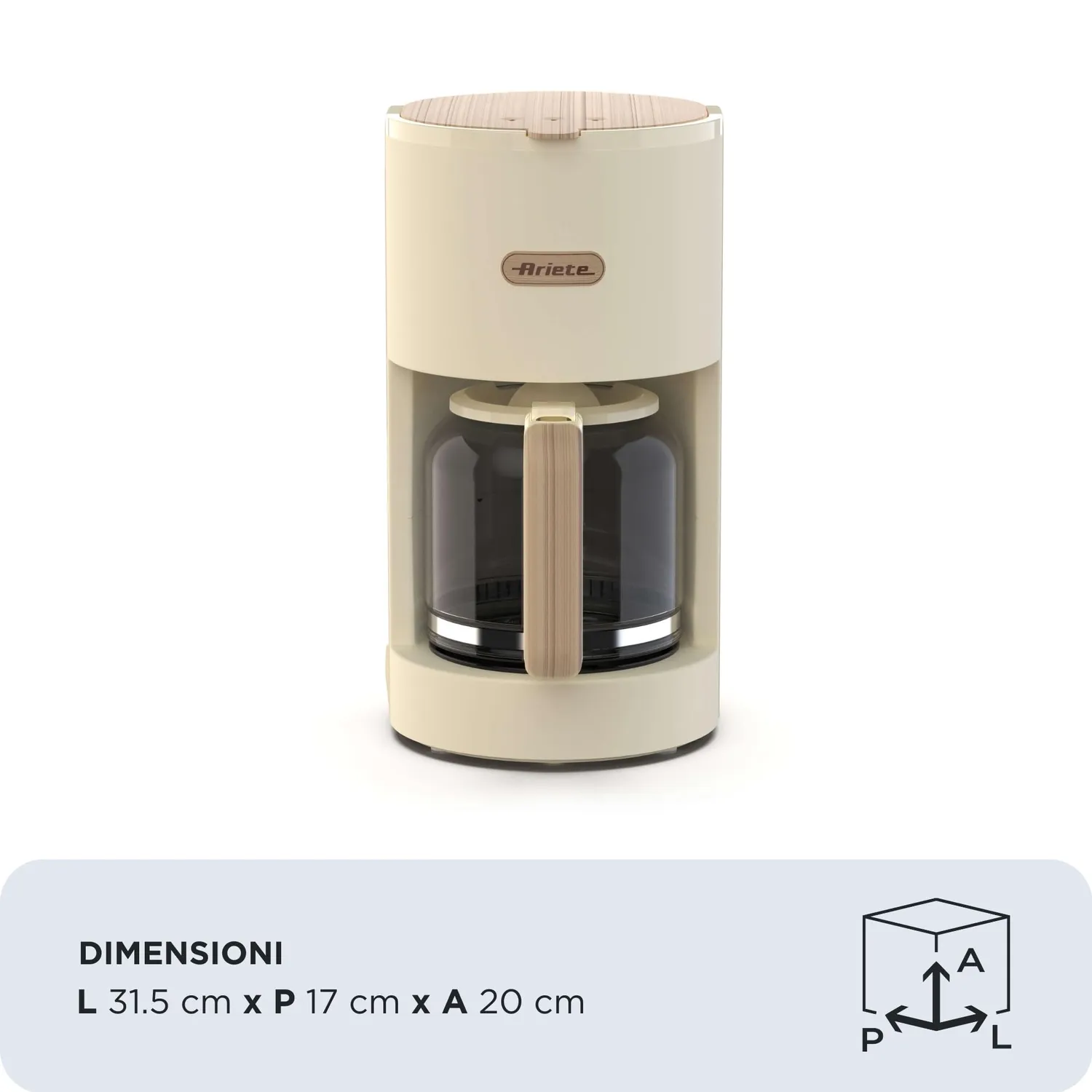 Ariete Breakfast Wood 1394 Macchina Caffè Americano Beige 12 Tazze