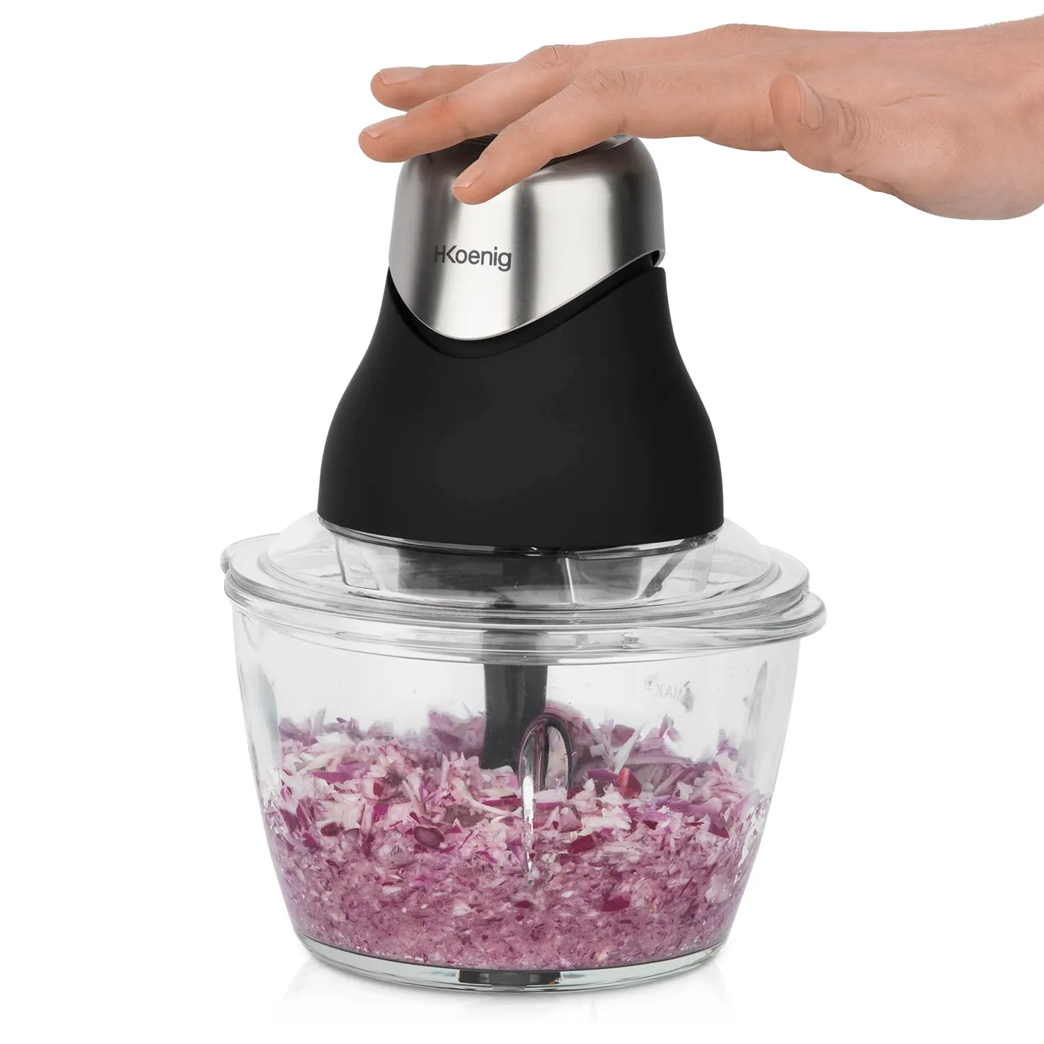 H.Koenig LEO8 Mini Tritatutto Vetro 1L 320W con Coperchio