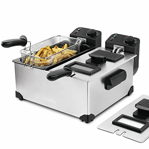 H.Koenig DFX600 friggitrice doppia 2x3L inox 3600W