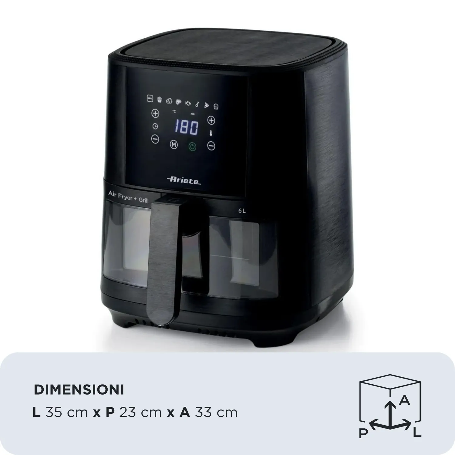 Ariete 4626 Friggitrice ad Aria 6 L Nero 8 Programmi