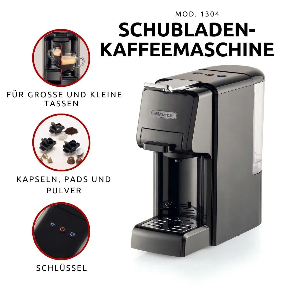 Ariete 1304/1 Macchina Caffè a Cassetti Rossa 4in1