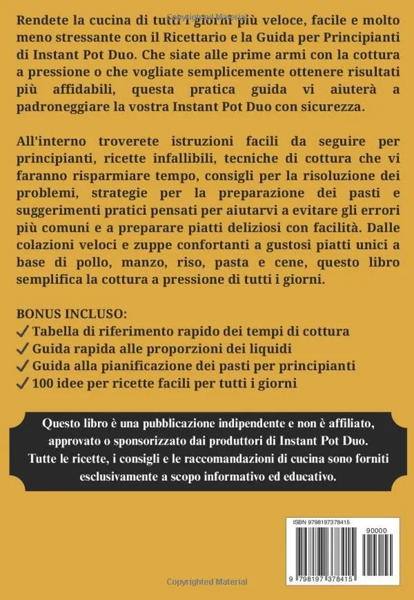 Instant Duo ricettario pentola a pressione principianti