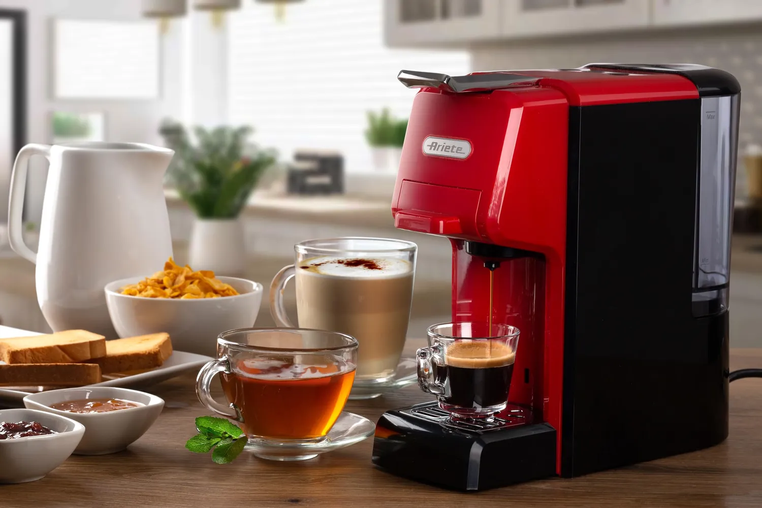 Ariete 1304/1 Macchina Caffè a Cassetti Rossa 4in1