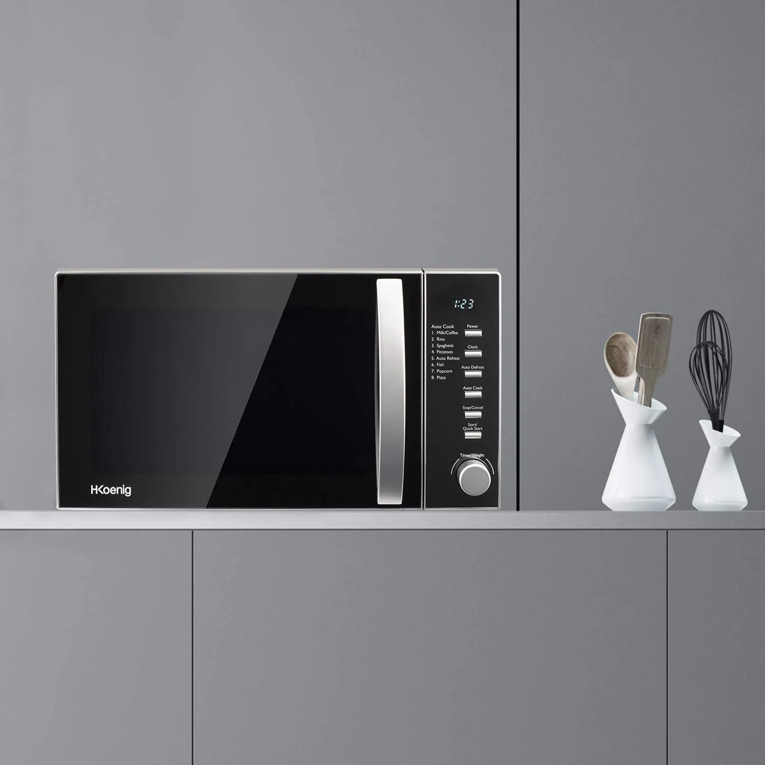 H.Koenig VIO2 Microonde 20L 8 Programmi Nero Specchio