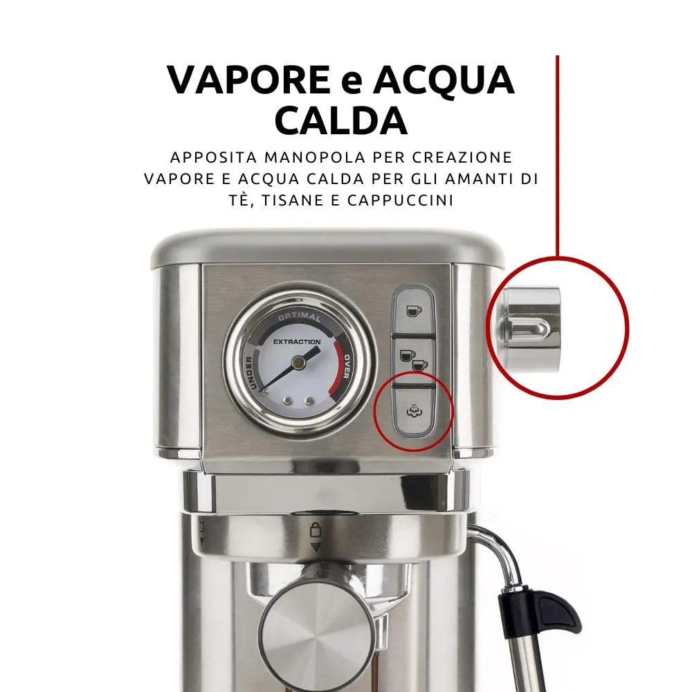 Ariete Espresso Slim Metal 1381 macchina caffe con manometro 15 bar