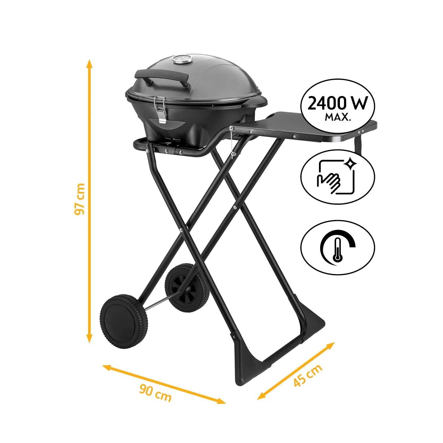 First Austria 2in1 barbecue elettrico 2400W coperchio