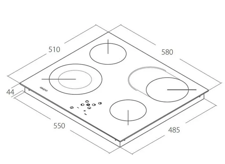 Akpo PKA 58 601/2 piano vetroceramica 58 cm 4 zone