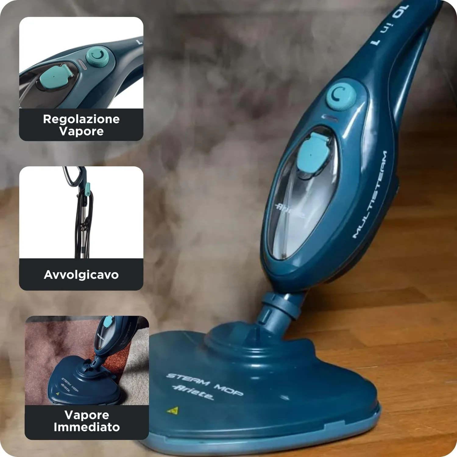 Ariete 4164 Steam Mop 10 in 1 scopa vapore blu