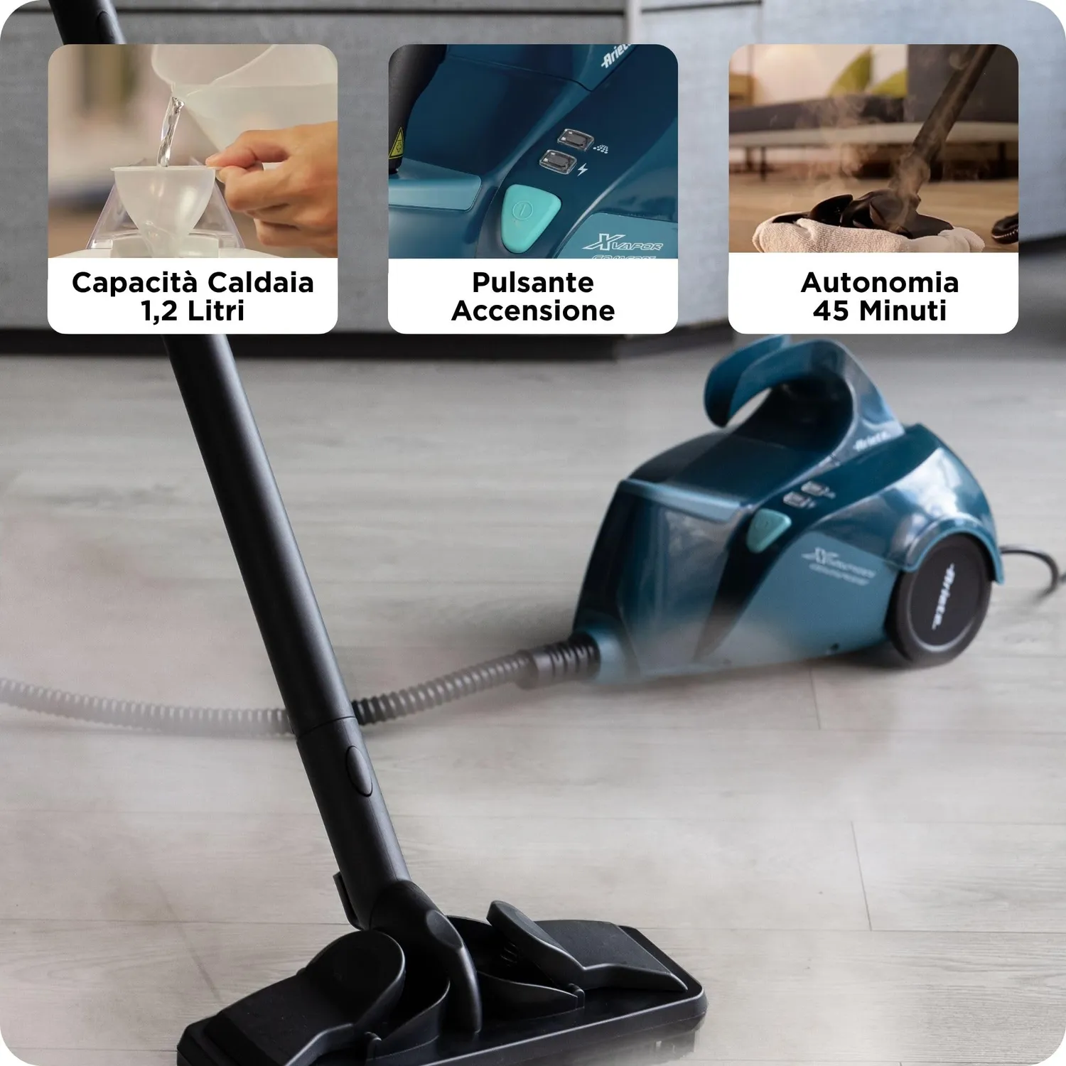 Ariete XVapor Comfort 4145 Pulitore a Vapore 5 Bar 1500W Blu