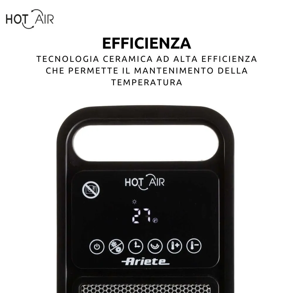 Ariete 8212 stufa elettrica ceramica torre 2000W nera