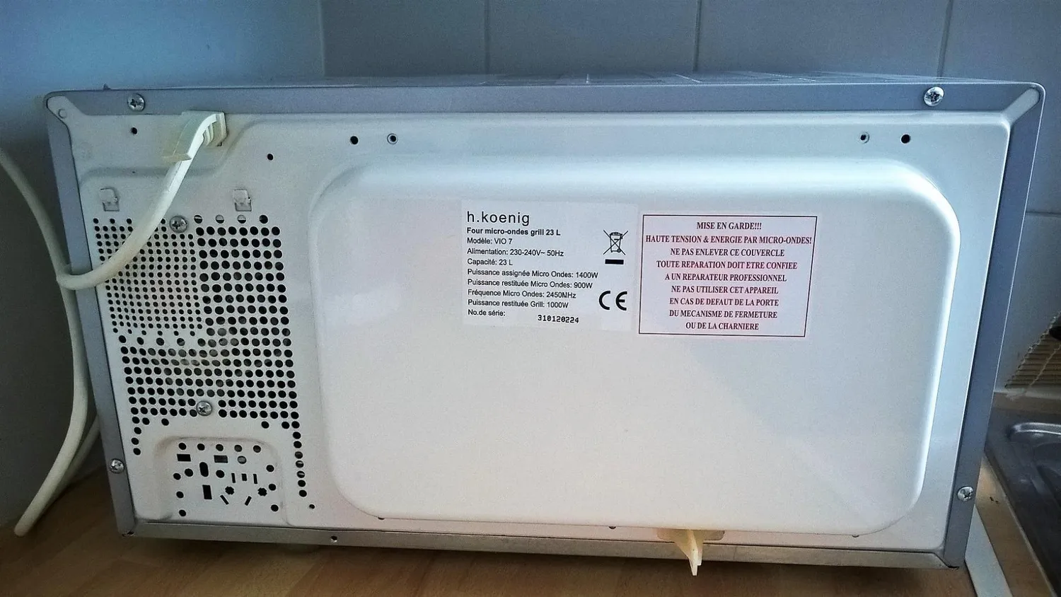 H.Koenig VIO7 microonde grill 23L nero specchio 1000W