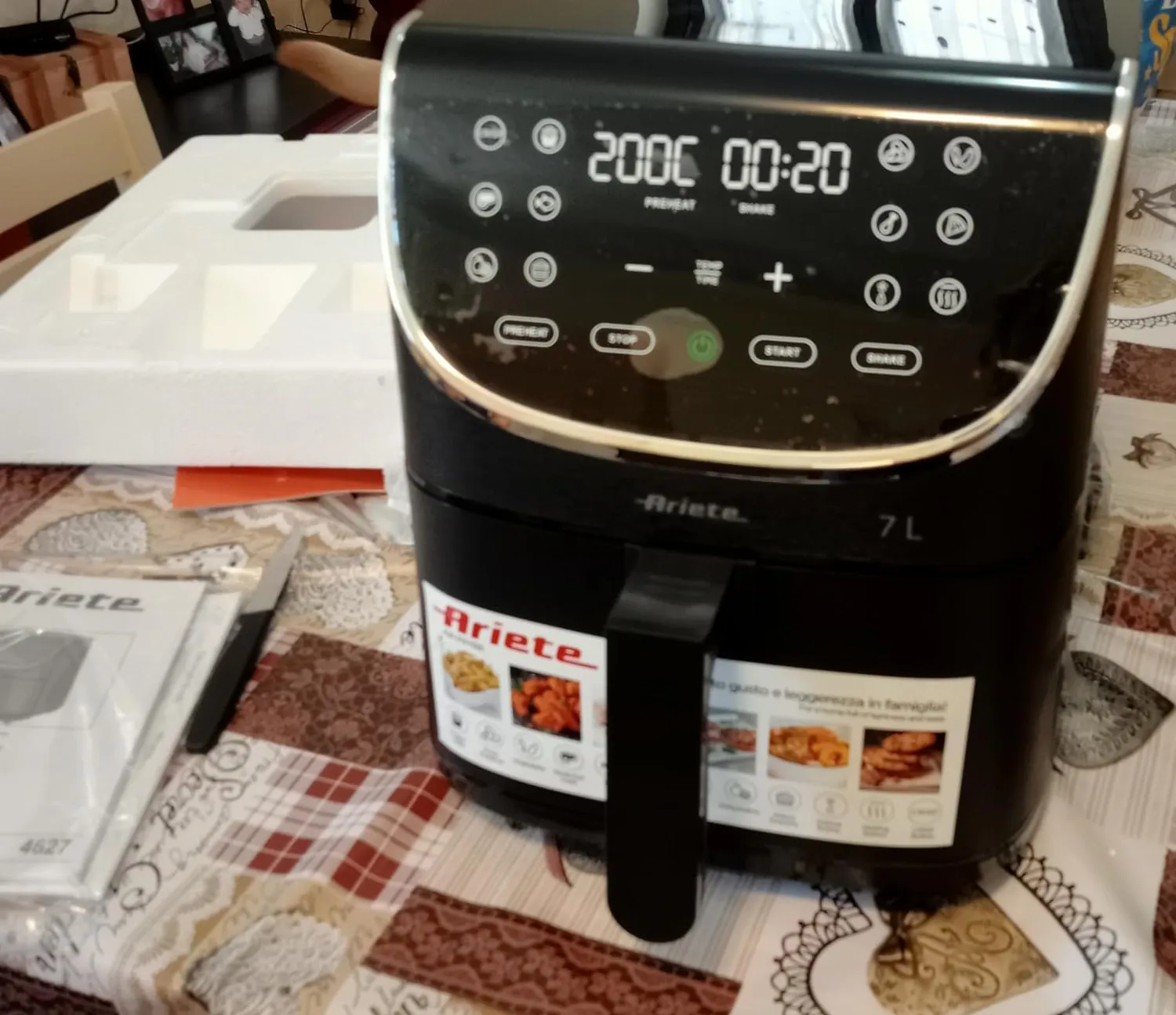 Ariete Airy Fryer 4627 Friggitrice ad Aria 7L Nera Max Crisp