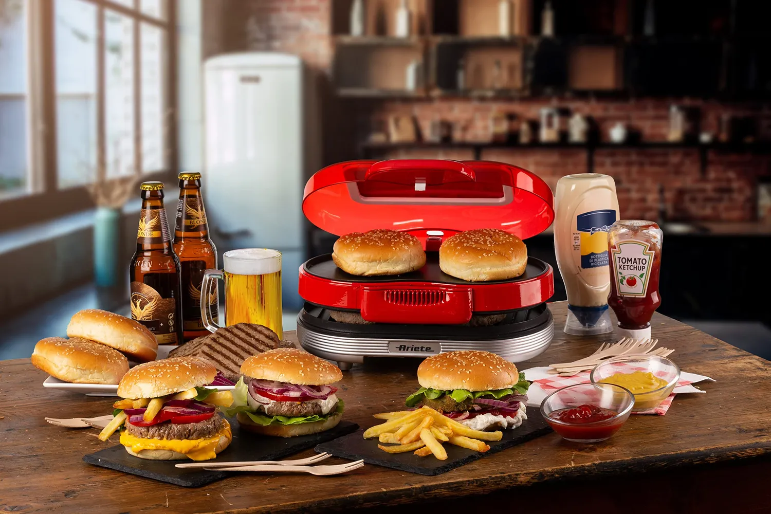 Ariete Party Time 205 piastra hamburger 2 posti rossa 1200W