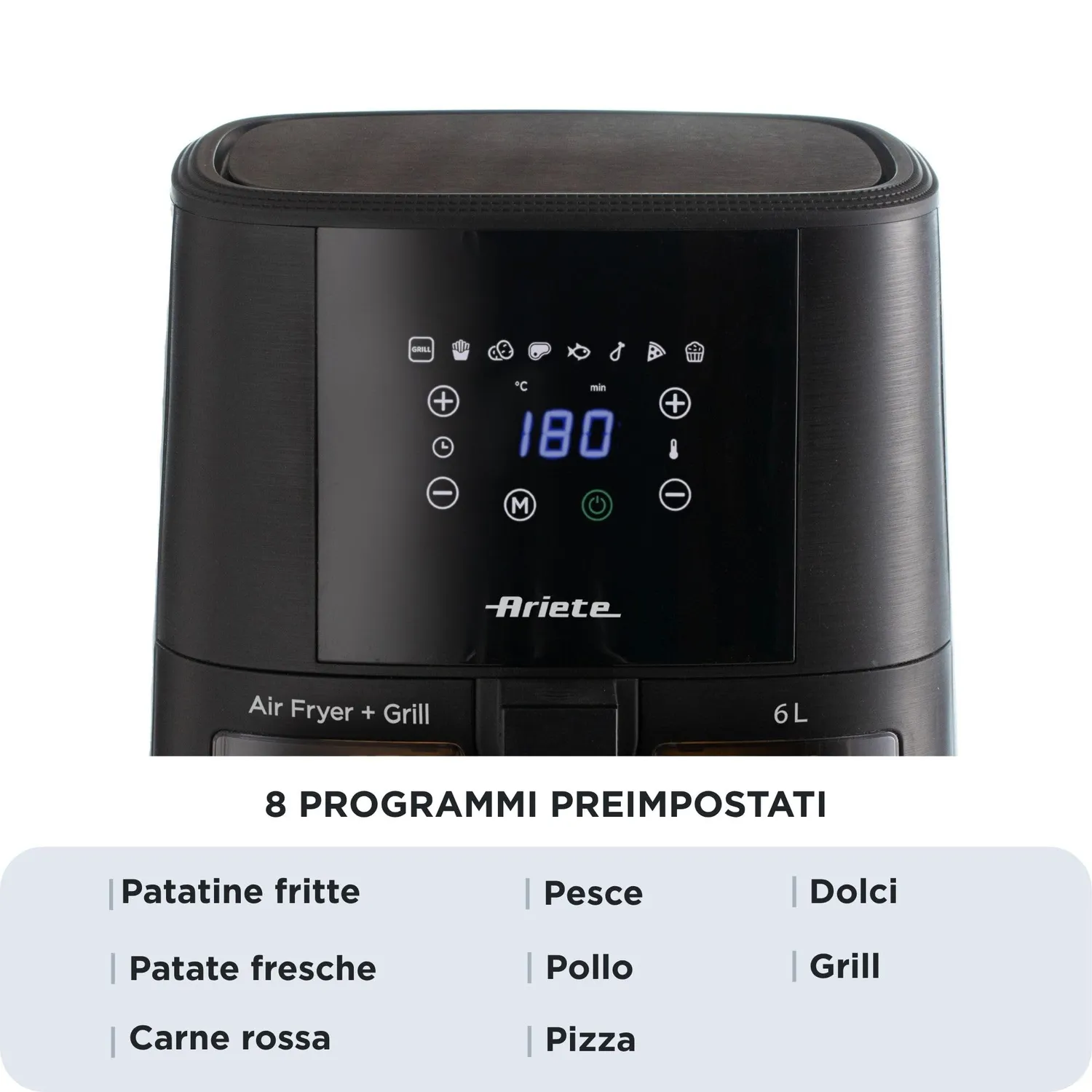 Ariete 4626 Friggitrice ad Aria 6 L Nero 8 Programmi