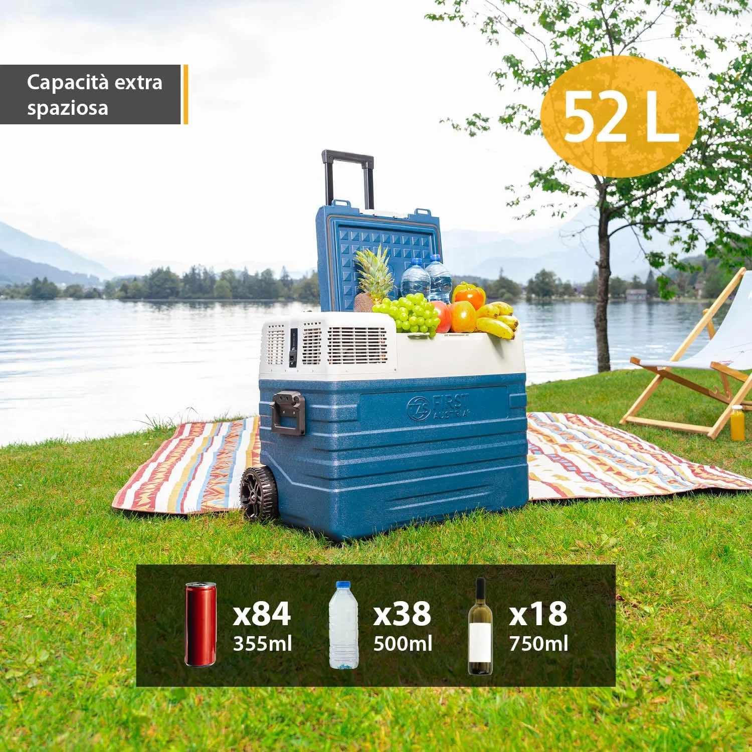 First Austria Frigo Portatile Compressore 52L Bluetooth