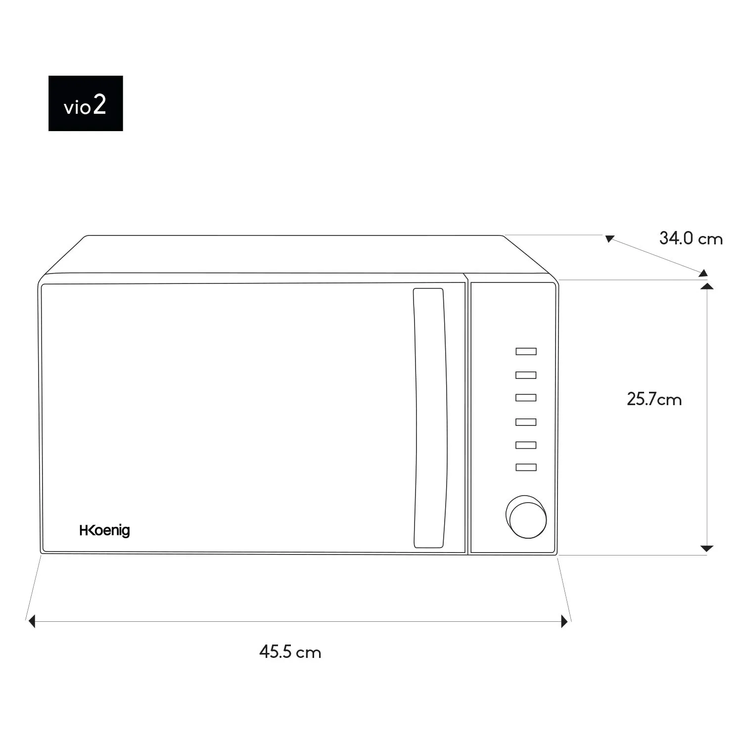 H.Koenig VIO2 Microonde 20L 8 Programmi Nero Specchio