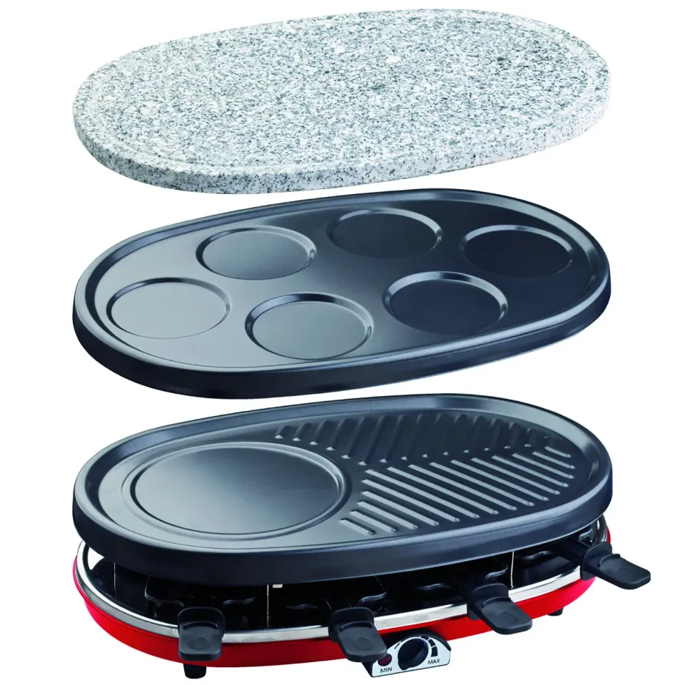 H.Koenig RP418 piastra raclette grill 8 padelle pietra 1500W