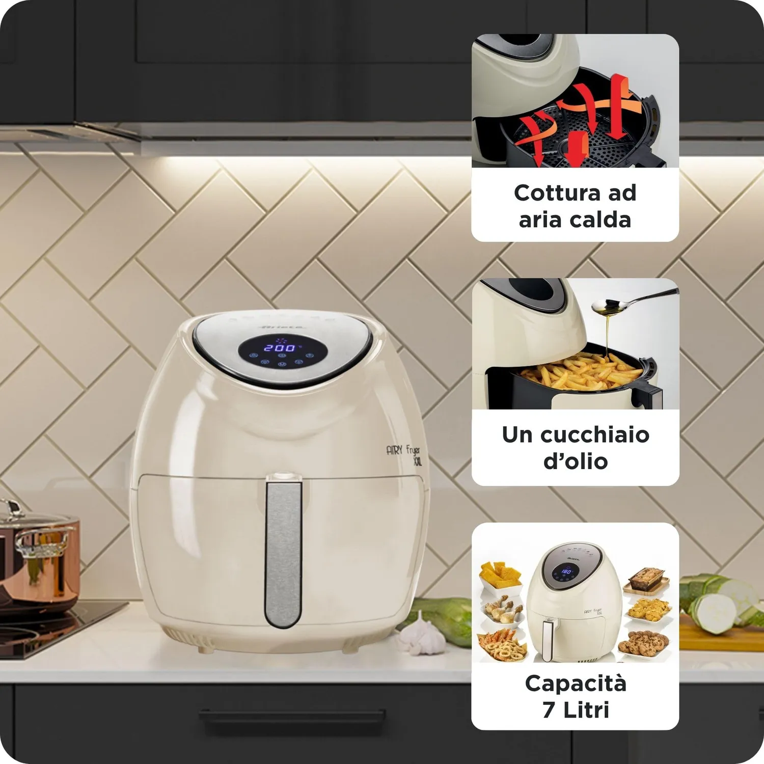 Ariete 4618 Airy Fryer XXL friggitrice aria 7L beige