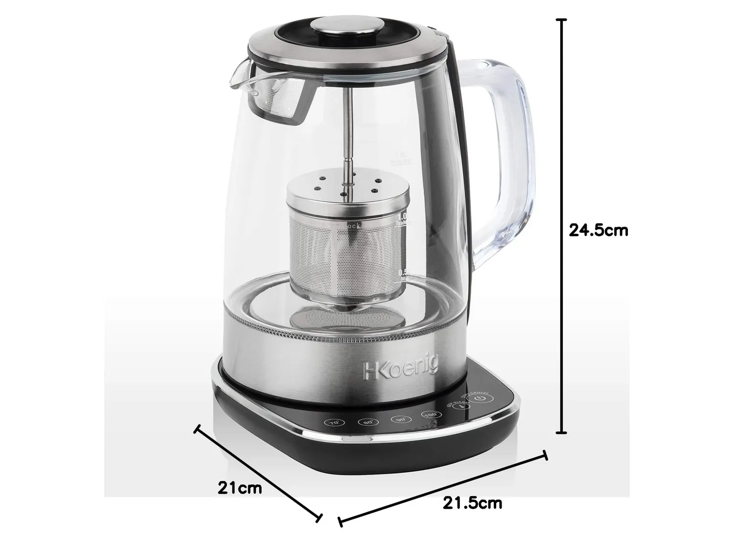 H.Koenig TI600 bollitore vetro 1,5L 70-100°C