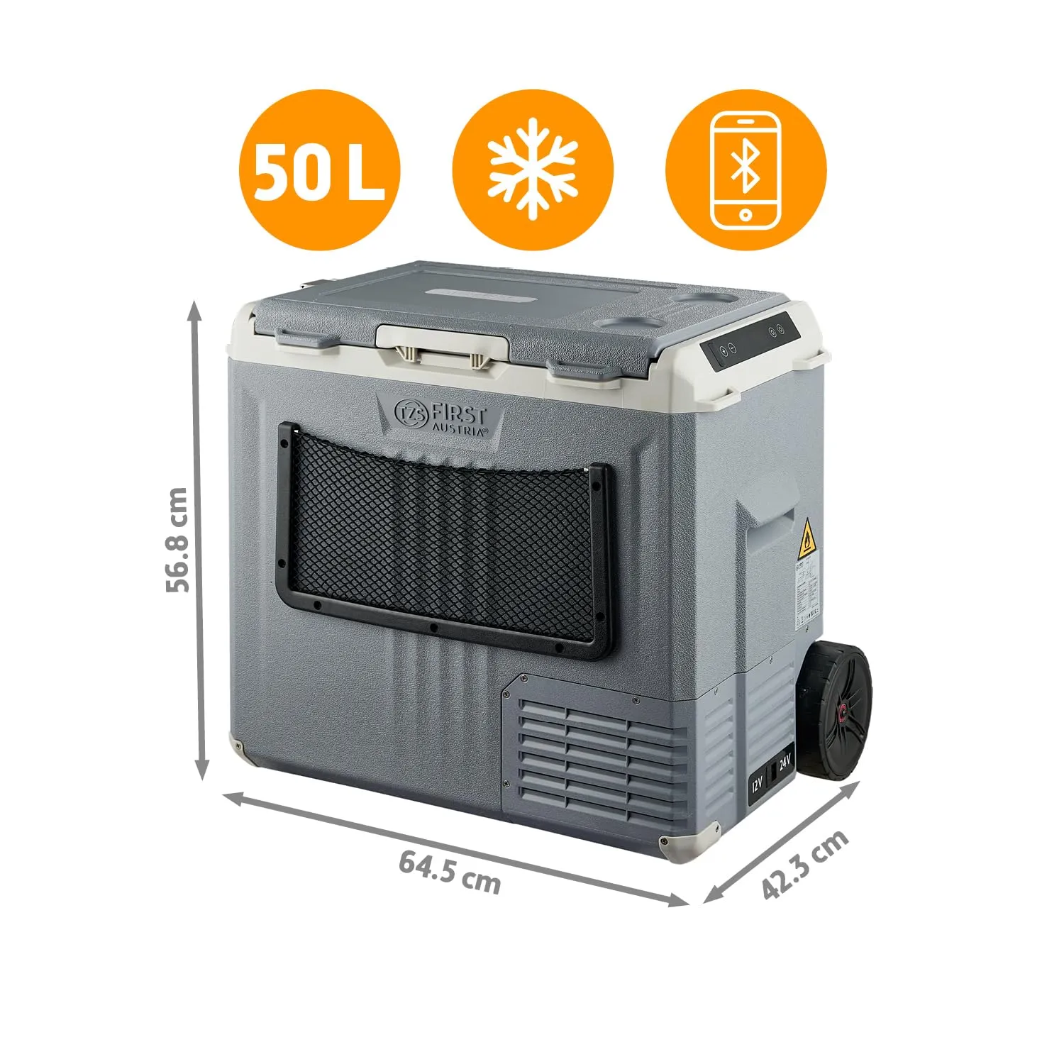 First Austria Frigo a Compressore Portatile 50L Grigio -20°C