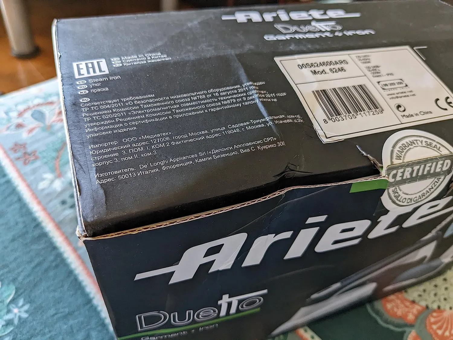 Ariete Duetto 6246 ferro verticale 1000W bianco blu