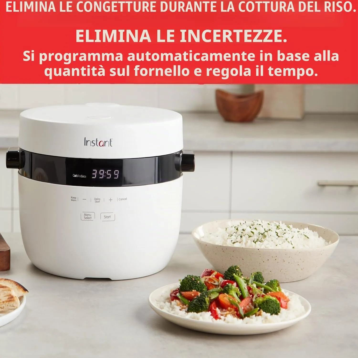 Instant Pot Cuociriso 5L 20 Tazze Carb Reduce Bianco