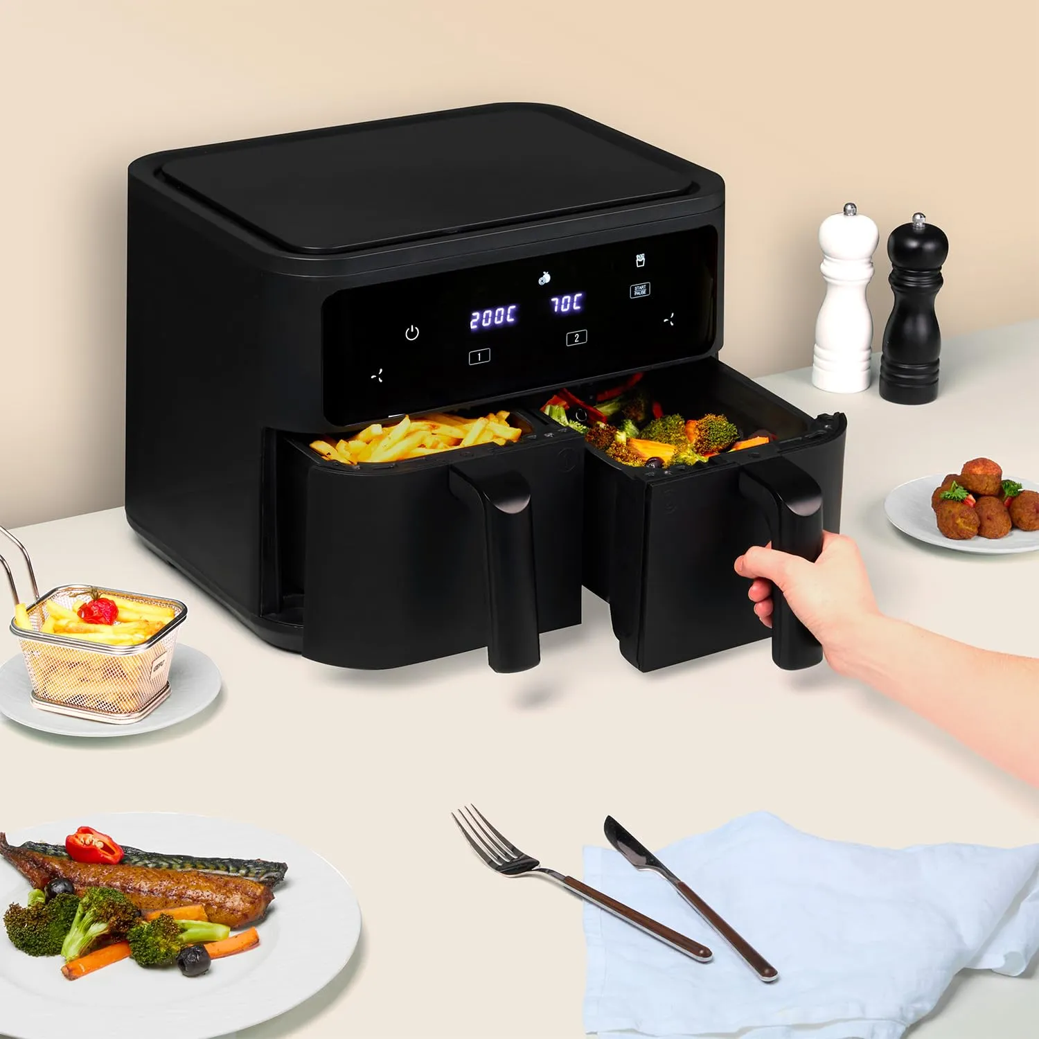 H.Koenig FRY900 Friggitrice ad Aria 9L Doppia Touch