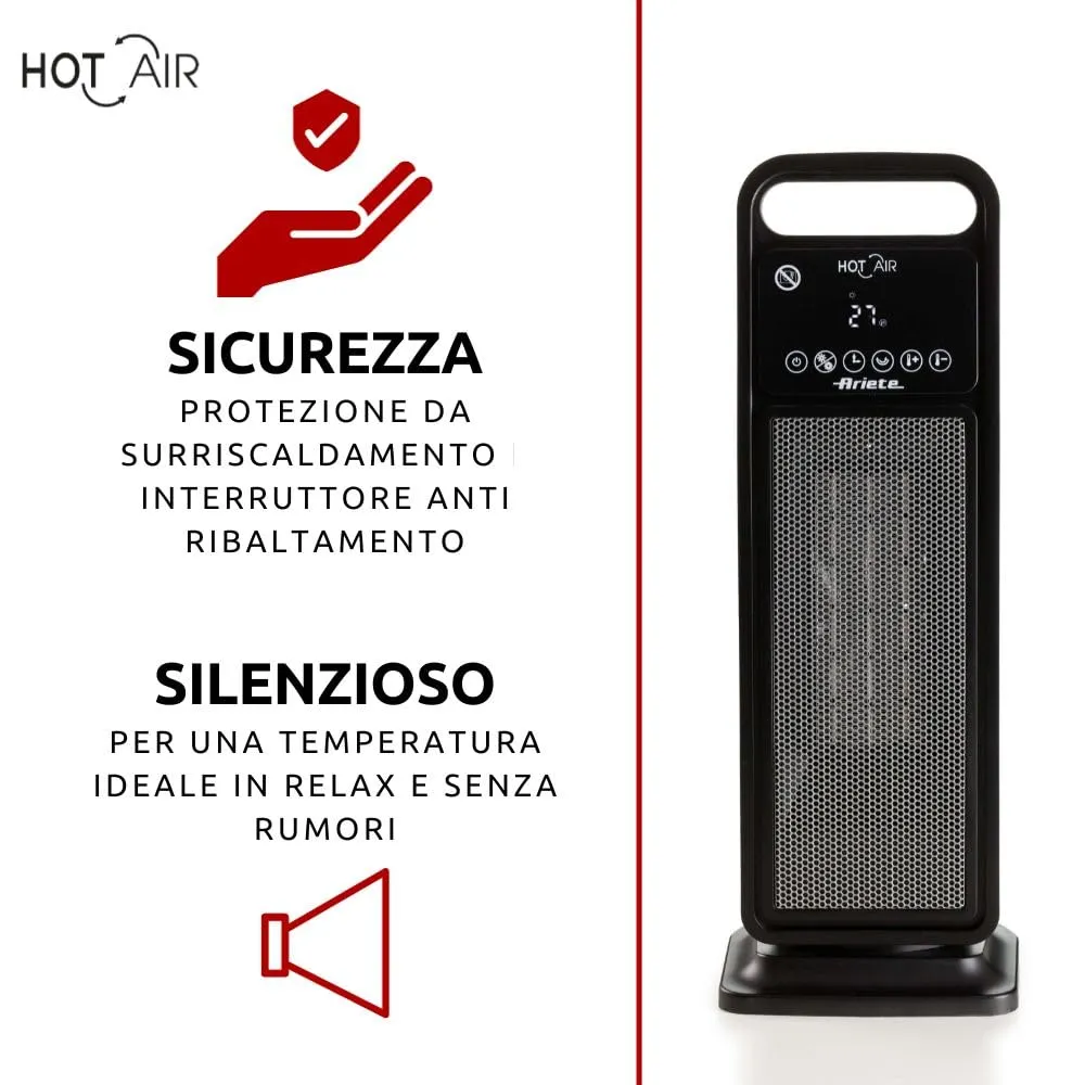 Ariete 8212 stufa elettrica ceramica torre 2000W nera