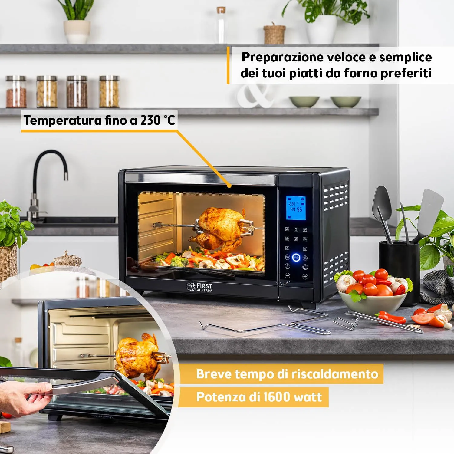First Austria Mini Forno Elettrico 30L Digitale 1600W