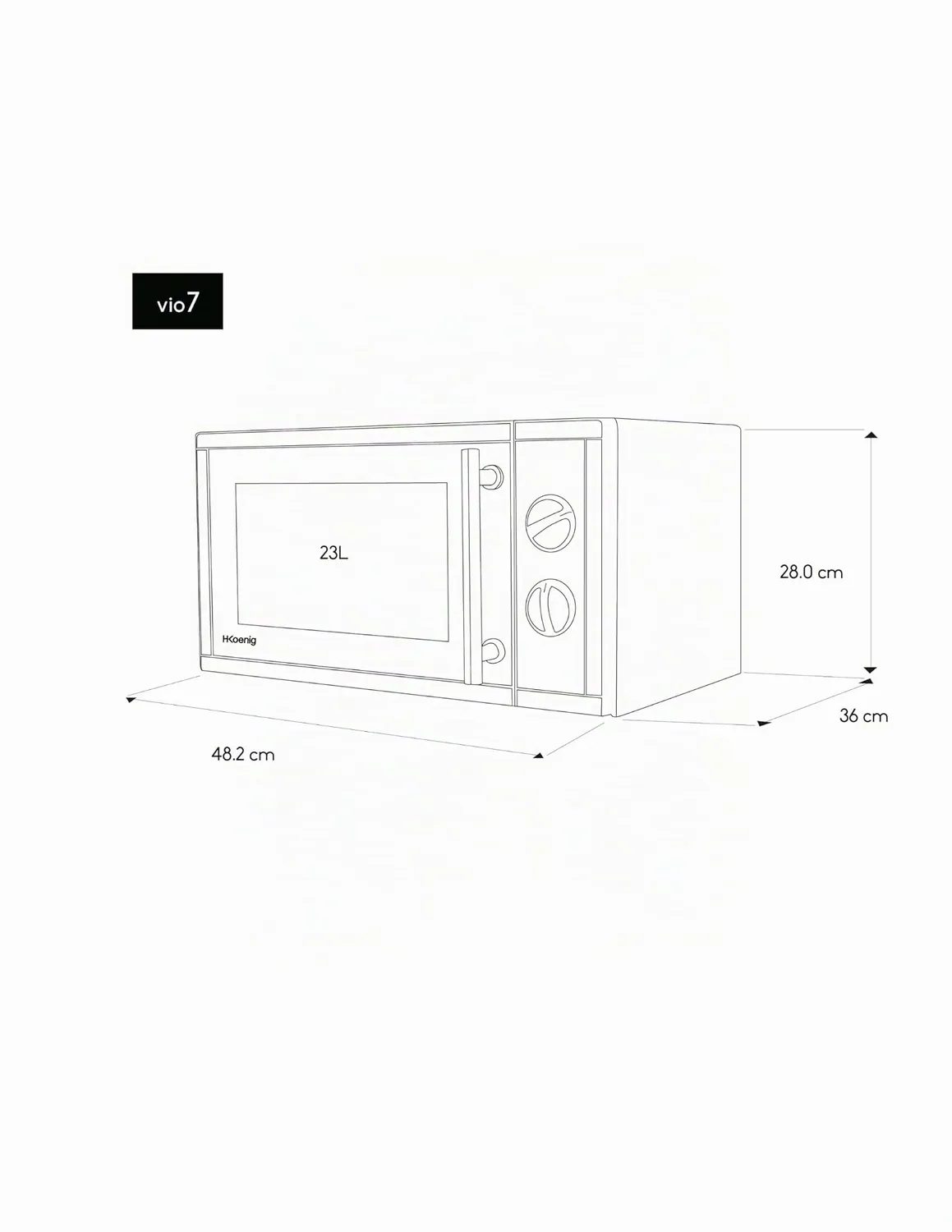 H.Koenig VIO7 microonde grill 23L nero specchio 1000W