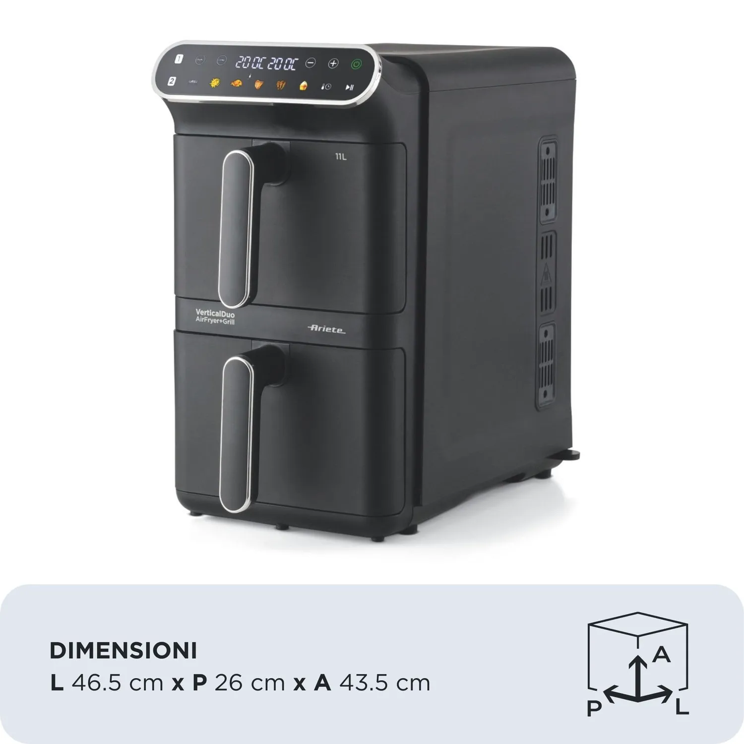 Ariete Vertical Duo 4640/10 friggitrice aria nera 11L