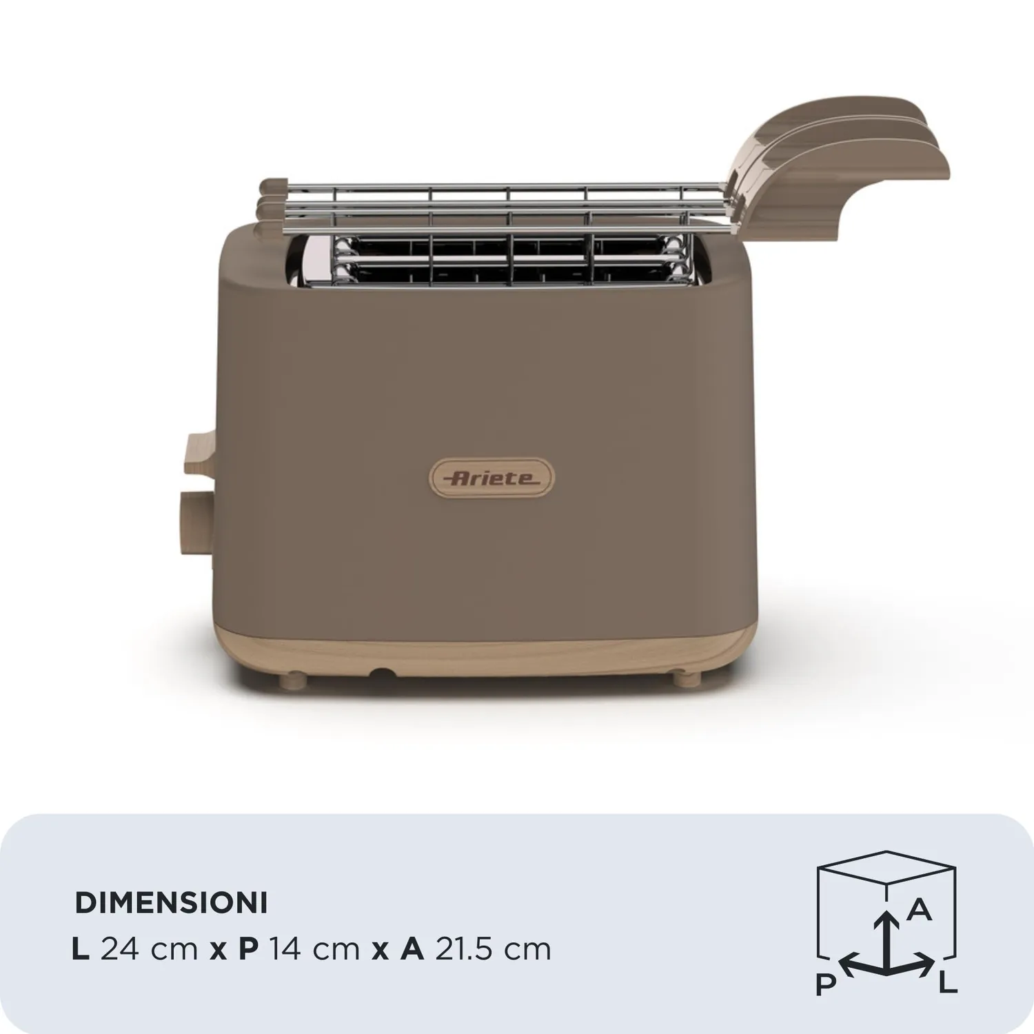 Ariete Breakfast Wood 157 Tostapane 2 Fette Tortora con Pinze